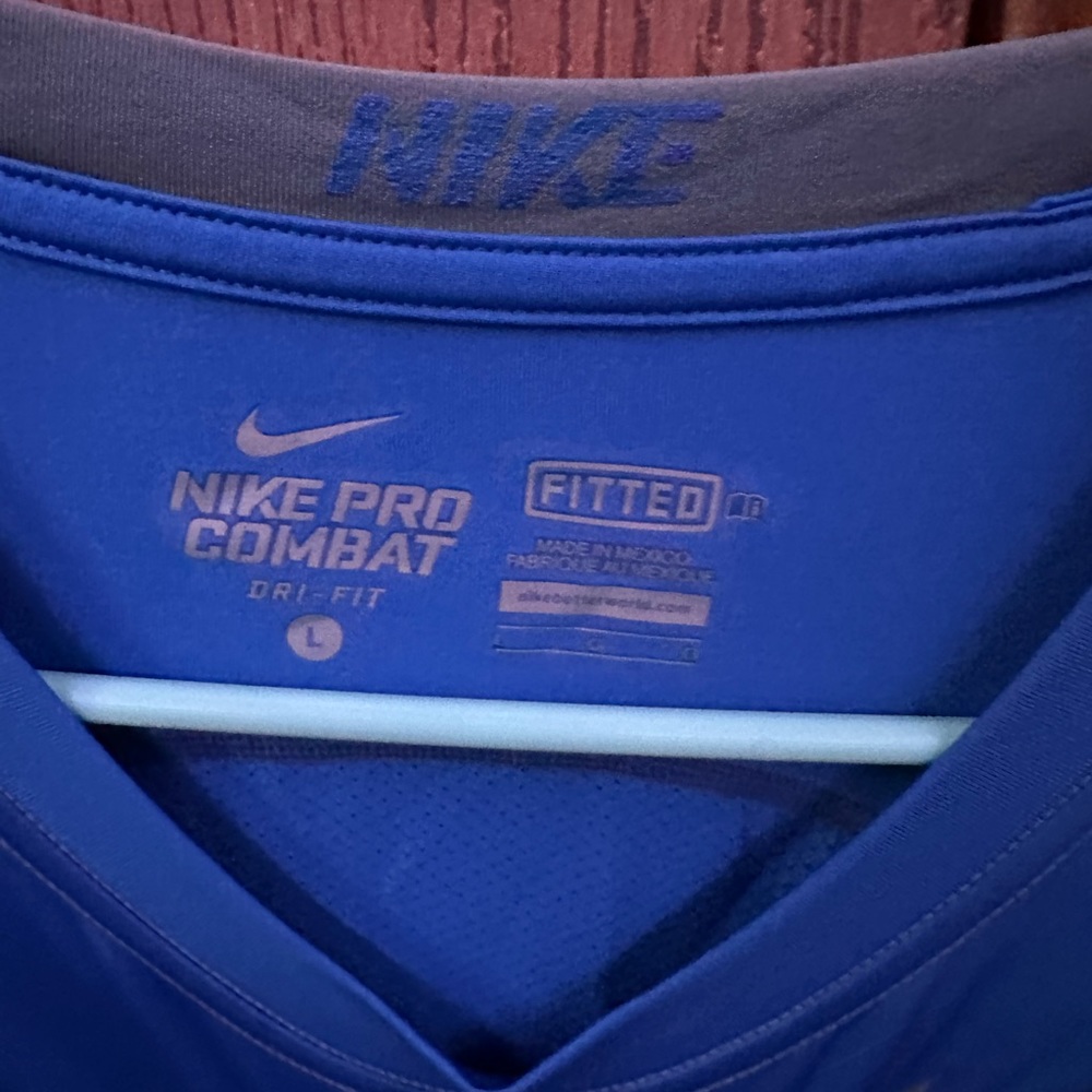 Blue Nike Pro Combat Fitted Compression Long Slee… - image 2
